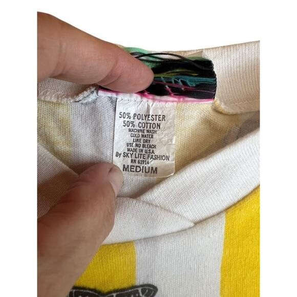 Sky Lite Made in USA Women's Vintage 80s Blouse Graphic Print Stripe Size LARGE - Picture 3 of 6